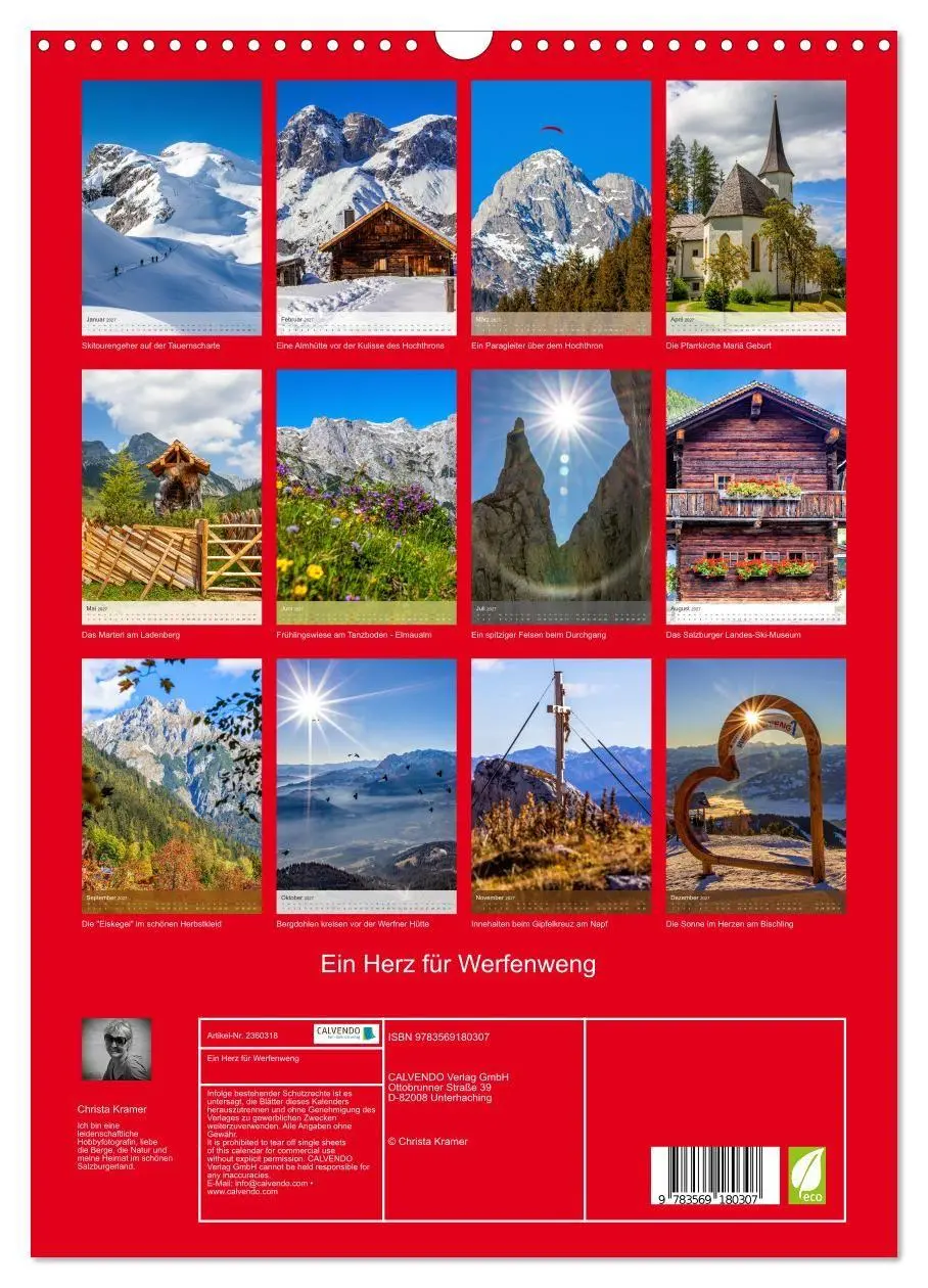 Bild: 9783569180307 | Ein Herz für Werfenweng (Wandkalender 2027 DIN A3 hoch), CALVENDO...