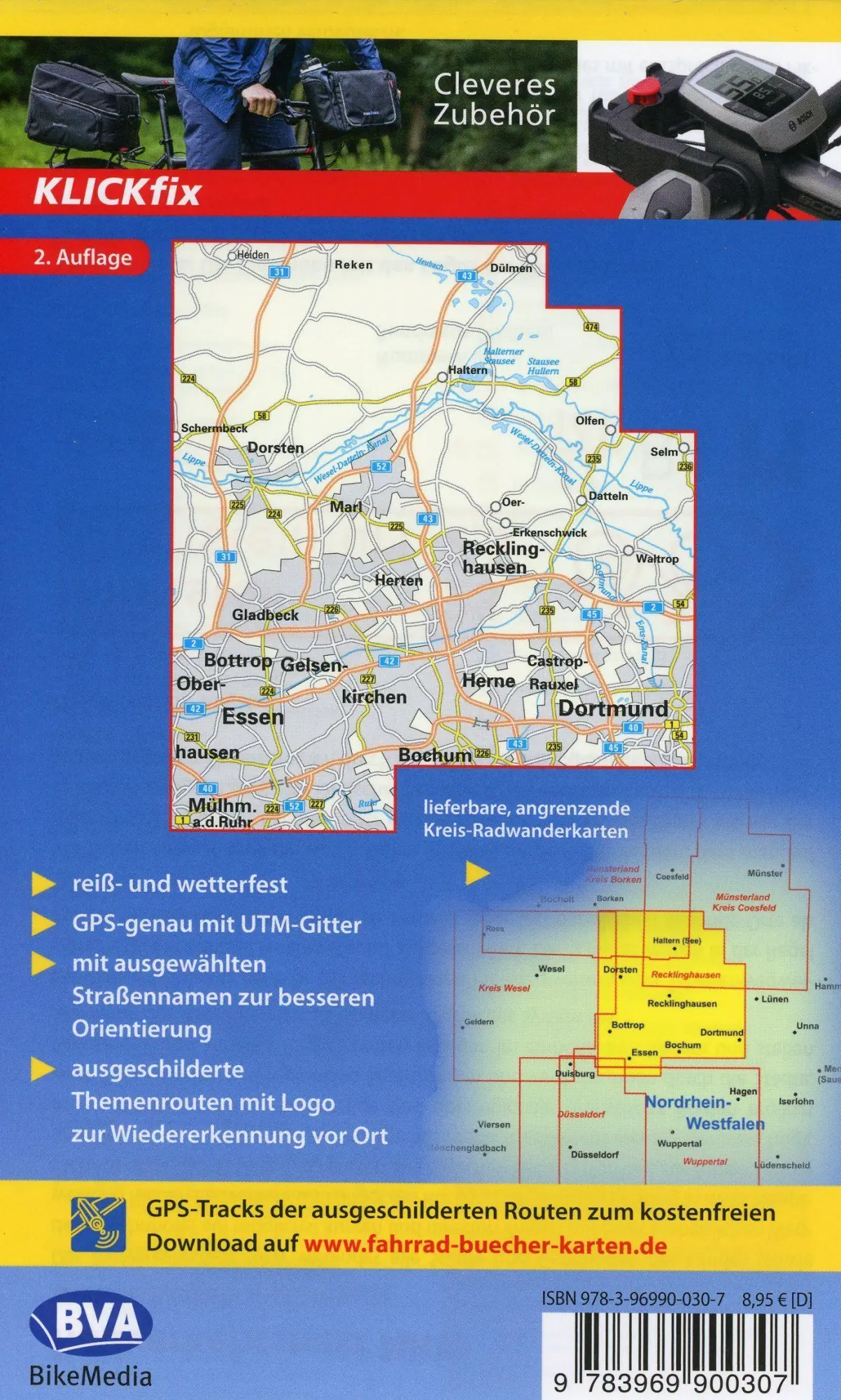 Bild: 9783969900307 | Radwanderkarte BVA Die schönsten Radtouren im Kreis Recklinghausen,...