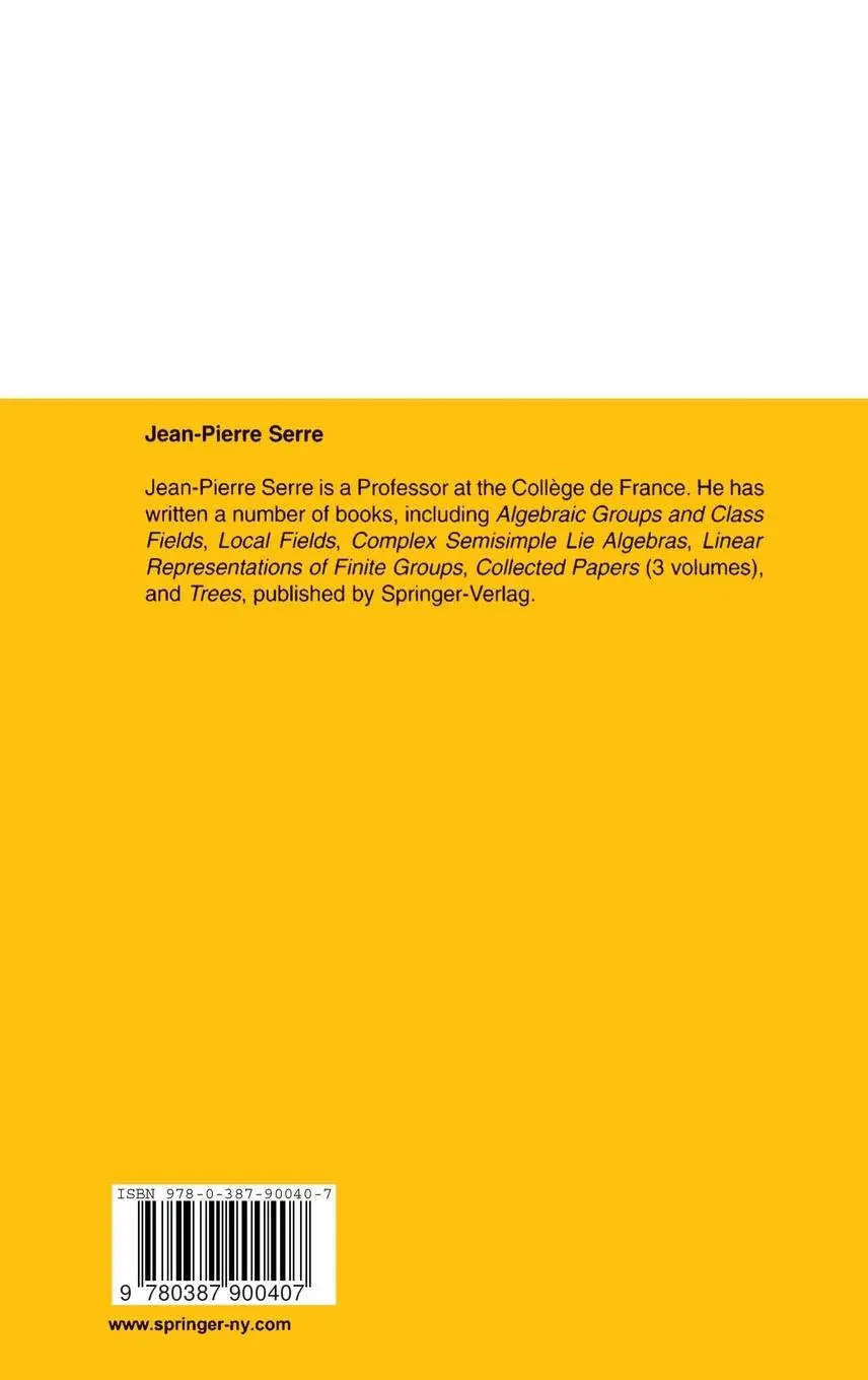 Rückseite: 9780387900407 | A Course in Arithmetic | J-P. Serre | Buch | ix | Englisch | 1978 Rückseite: 9780387900407 | A Course in Arithmetic | J-P. Serre | Buch | ix | Englisch | 1978