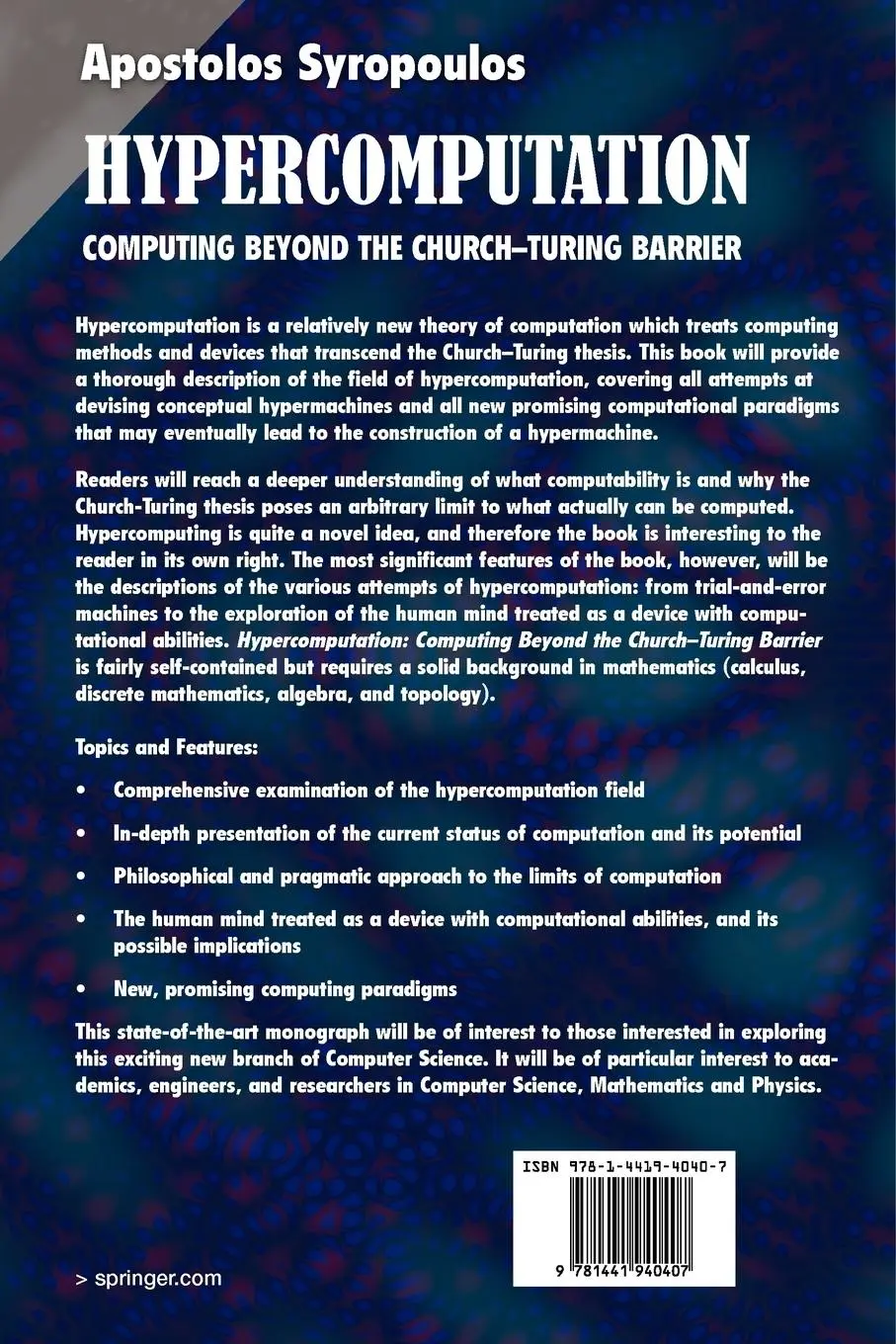 Rückseite: 9781441940407 | Hypercomputation | Computing Beyond the Church-Turing Barrier | Buch