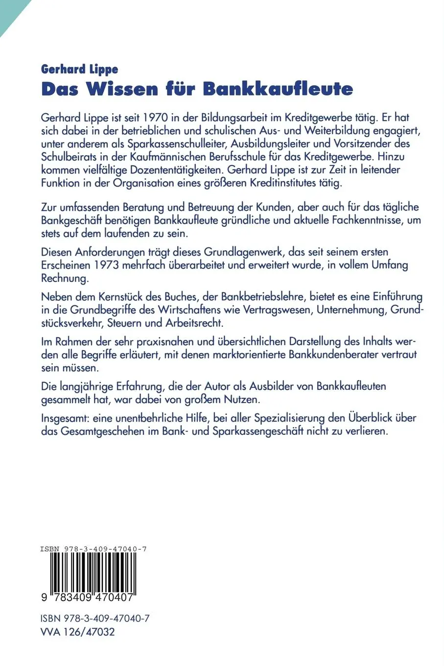 Rückseite: 9783409470407 | Das Wissen für Bankkaufleute | Gerhard Lippe (u. a.) | Taschenbuch