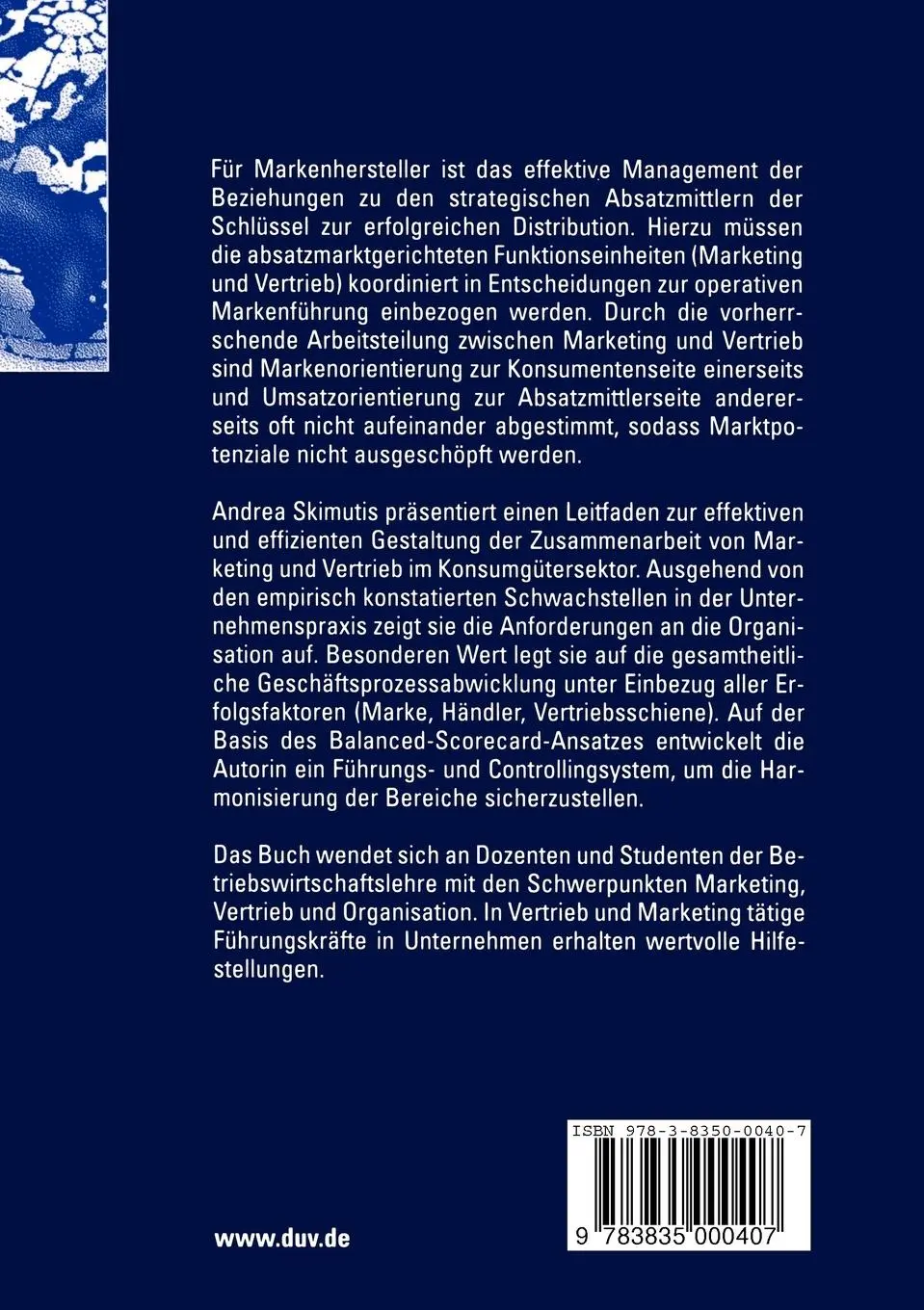 Rückseite: 9783835000407 | Zur Kompatibilität von Marken- und Vertriebsmanagement in der...