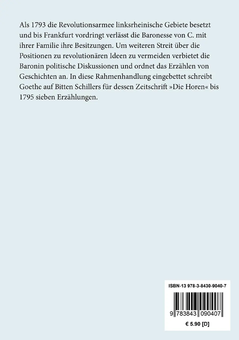 Rückseite: 9783843090407 | Unterhaltungen deutscher Ausgewanderten | Johann Wolfgang Goethe