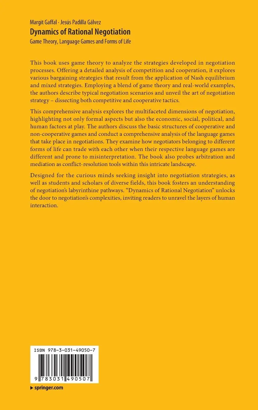 Rückseite: 9783031490507 | Dynamics of Rational Negotiation | Jesús Padilla Gálvez (u. a.) | Buch