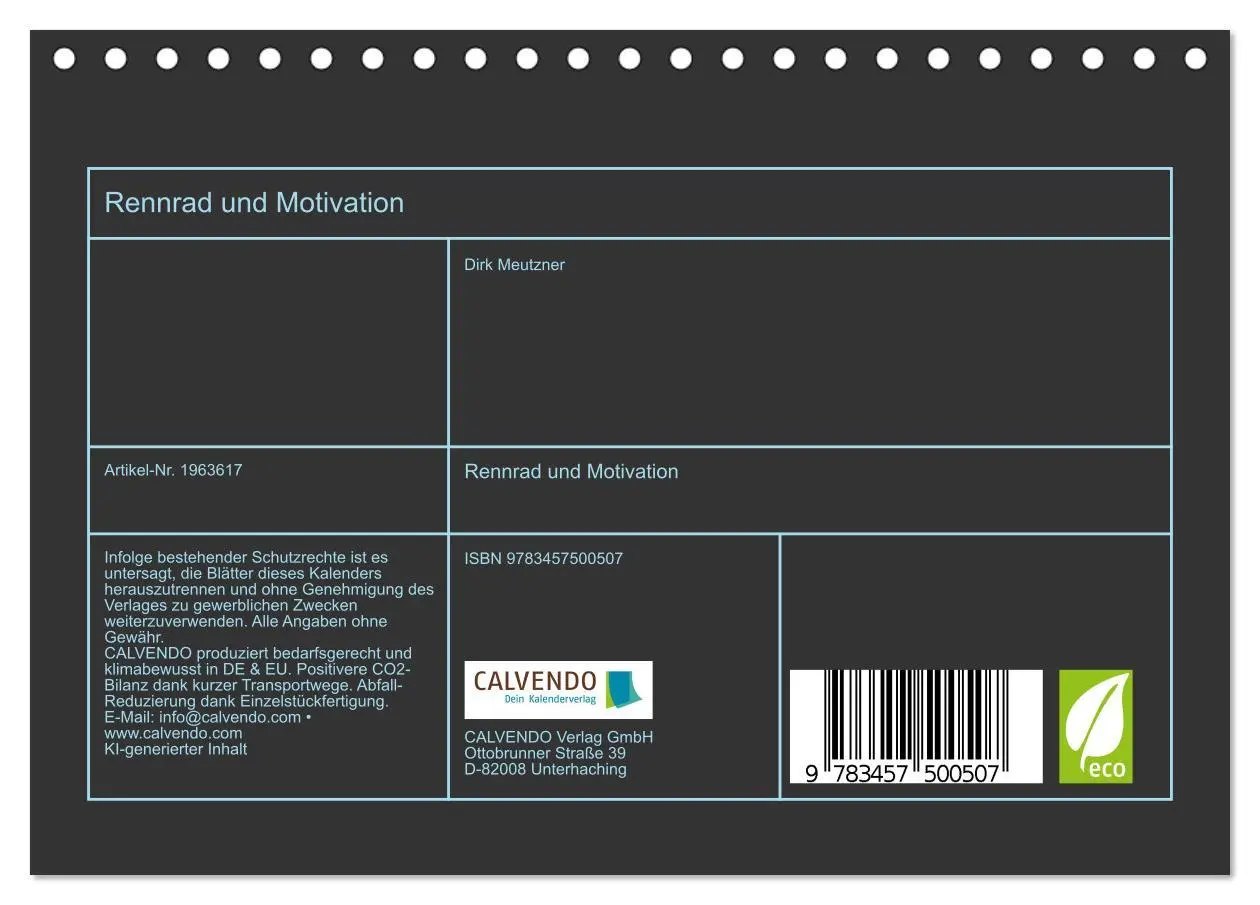 Bild: 9783457500507 | Rennrad und Motivation (Tischkalender 2026 DIN A5 quer), CALVENDO...