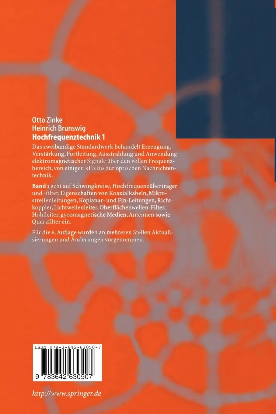 Rückseite: 9783642630507 | Hochfrequenztechnik 1 | Hochfrequenzfilter, Leitungen, Antennen | Buch