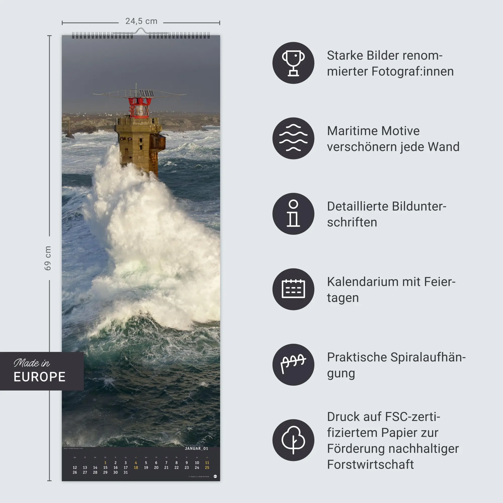 Bild: 9783756410507 | Jean Guichard: Leuchttürme Vertical Kalender 2026 | Jean Guichard