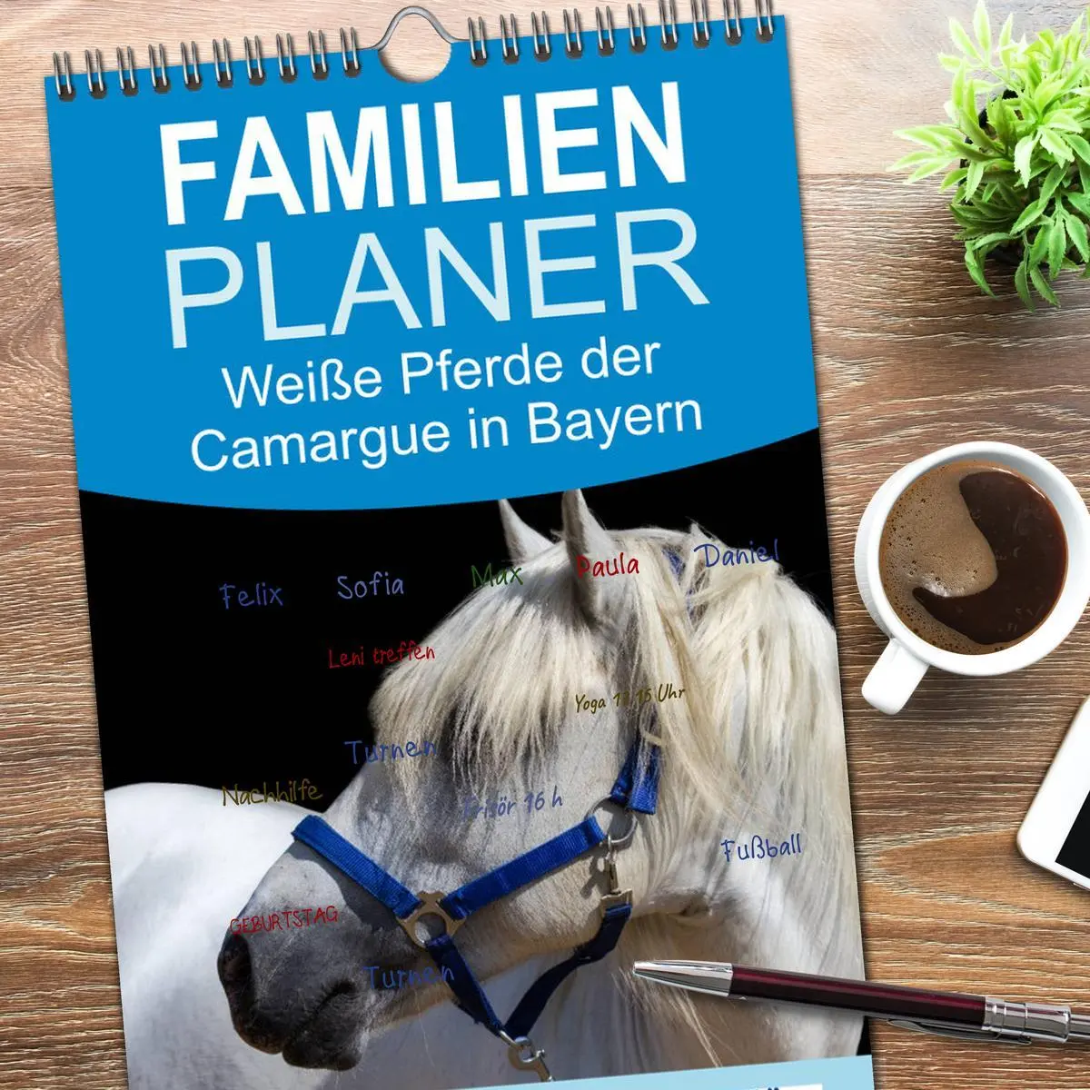 Bild: 9783516510607 | Familienplaner 2026 - Weiße Pferde der Camargue in Bayern mit 5...