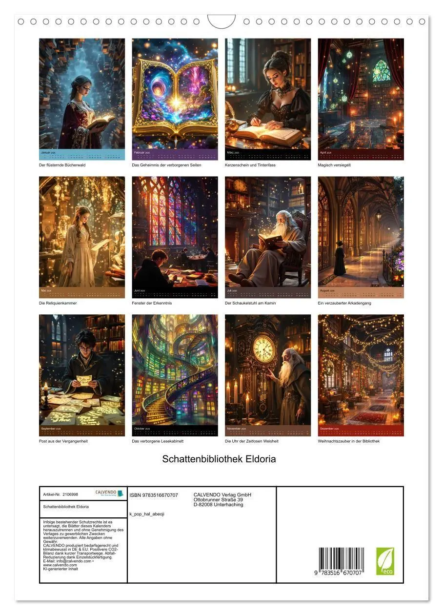 Bild: 9783516670707 | Schattenbibliothek Eldoria (Wandkalender 2026 DIN A3 hoch),...