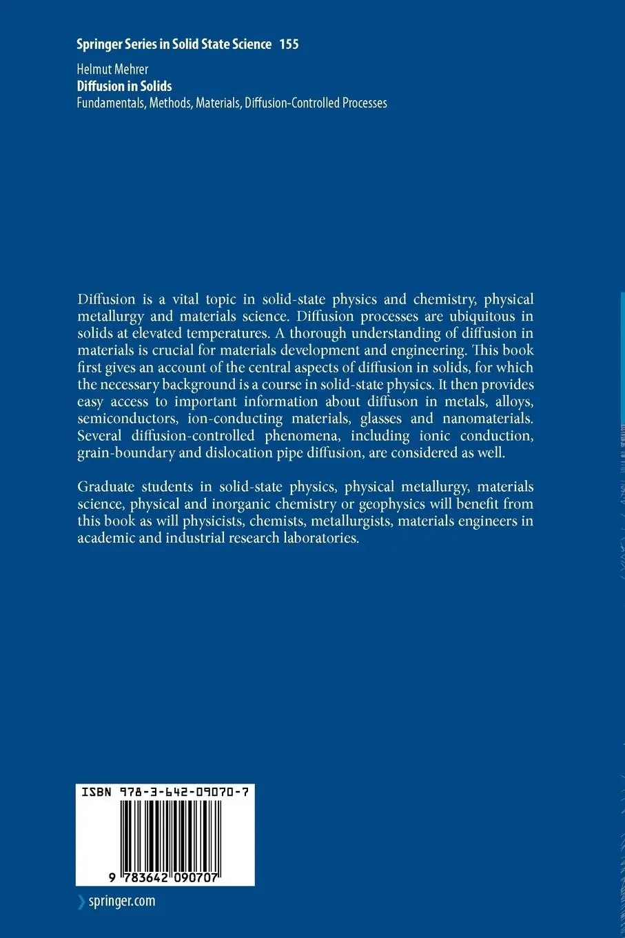 Rückseite: 9783642090707 | Diffusion in Solids | Helmut Mehrer | Taschenbuch | xix | Englisch