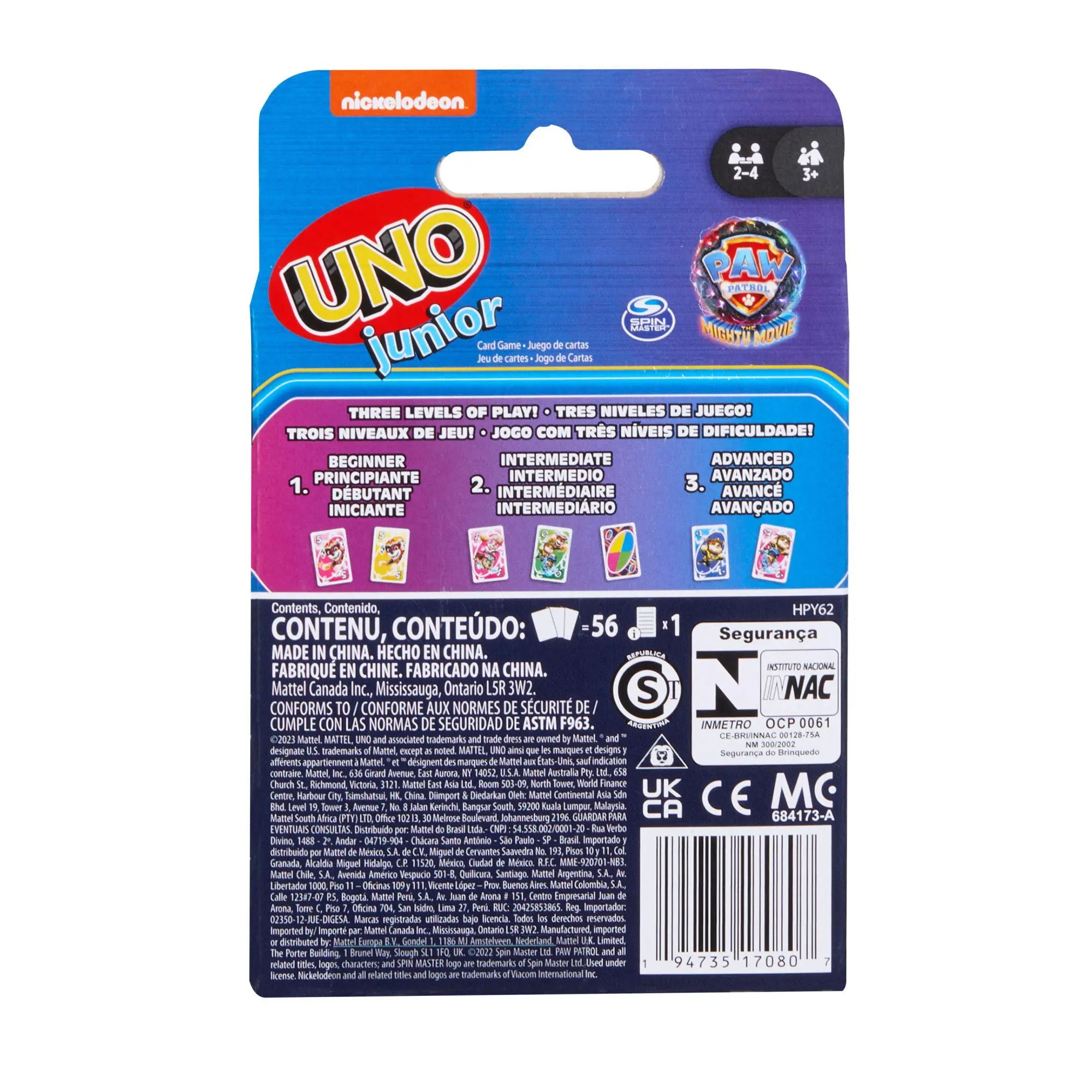 Bild: 194735170807 | UNO Junior Paw Patrol 2 | Spiel | HPY62 | Deutsch | 2024 | Mattel GmbH