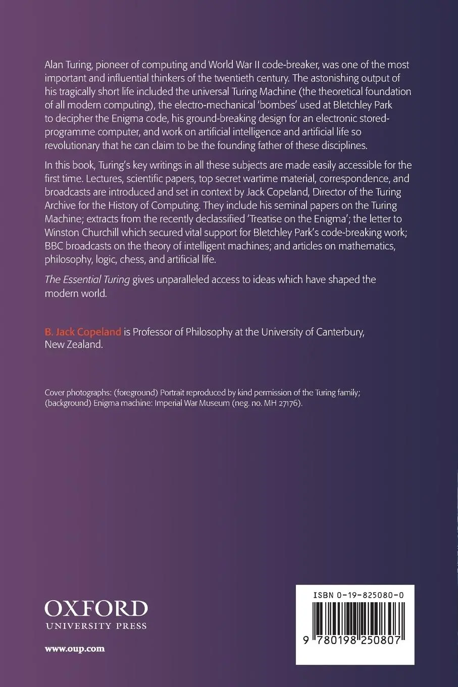 Rückseite: 9780198250807 | The Essential Turing | Alan Mathison Turing | Taschenbuch | Englisch