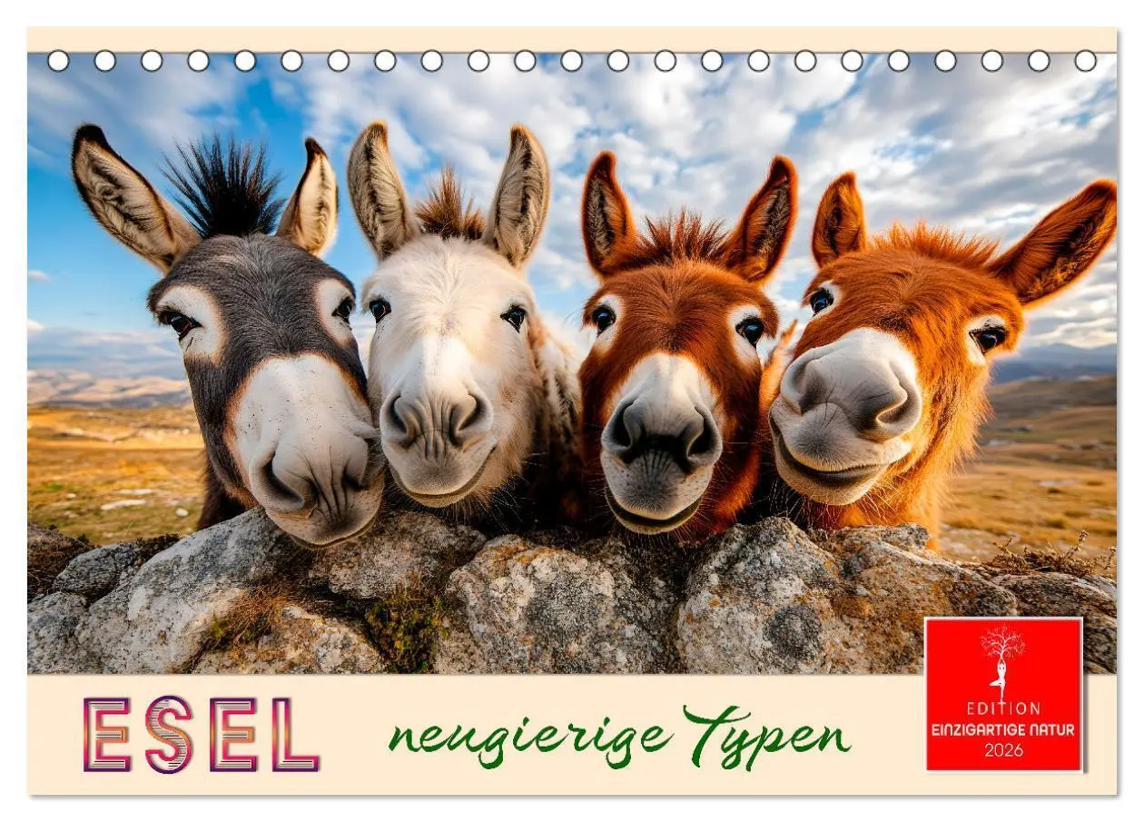 Cover: 9783457330807 | Esel - neugierige Typen (Tischkalender 2026 DIN A5 quer), CALVENDO...