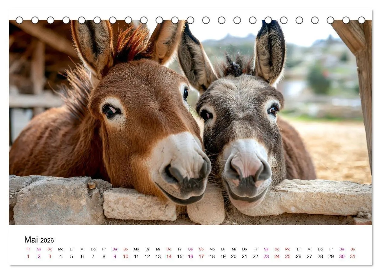 Bild: 9783457330807 | Esel - neugierige Typen (Tischkalender 2026 DIN A5 quer), CALVENDO...