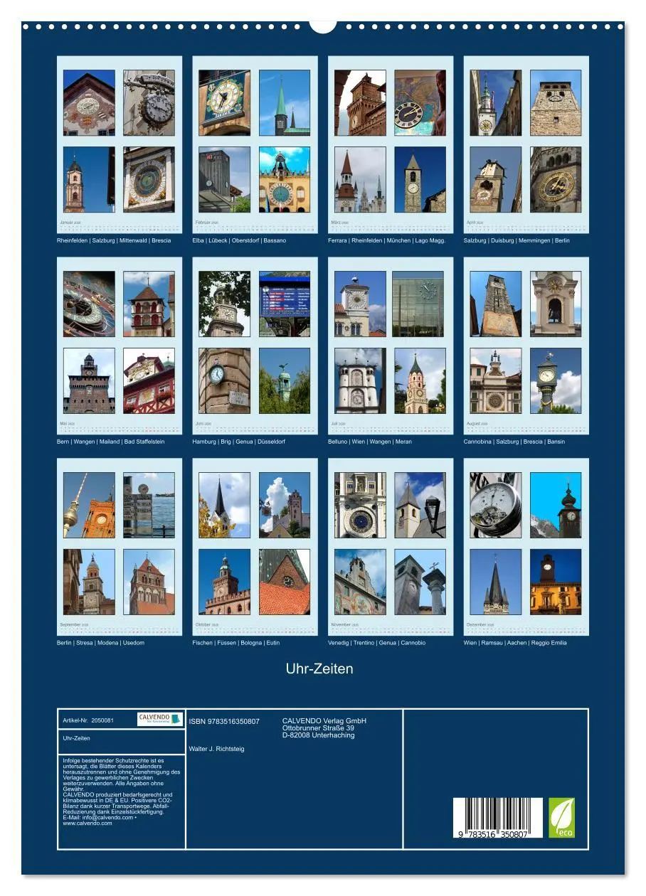 Bild: 9783516350807 | Uhr-Zeiten (hochwertiger Premium Wandkalender 2026 DIN A2 hoch),...