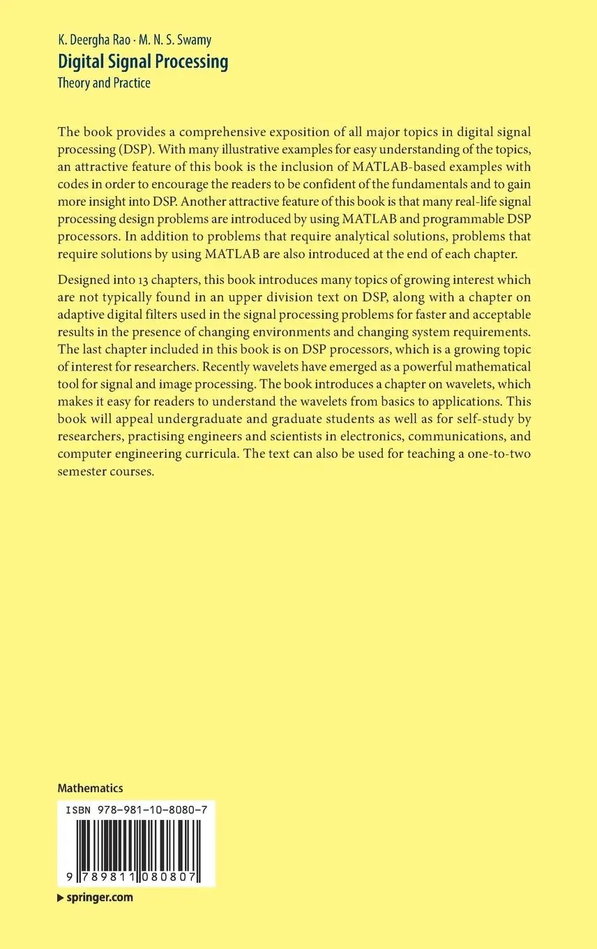Rückseite: 9789811080807 | Digital Signal Processing | Theory and Practice | Swamy (u. a.) | Buch