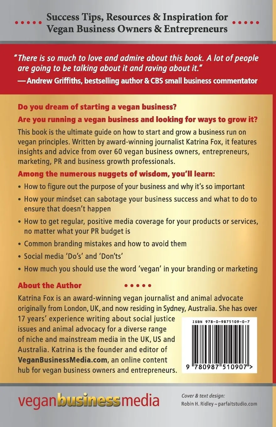 Rückseite: 9780987510907 | Vegan Ventures | Start and Grow an Ethical Business | Katrina Fox