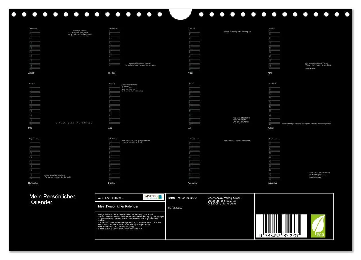 Bild: 9783457320907 | Mein Persönlicher Kalender (Wandkalender 2026 DIN A4 quer),...