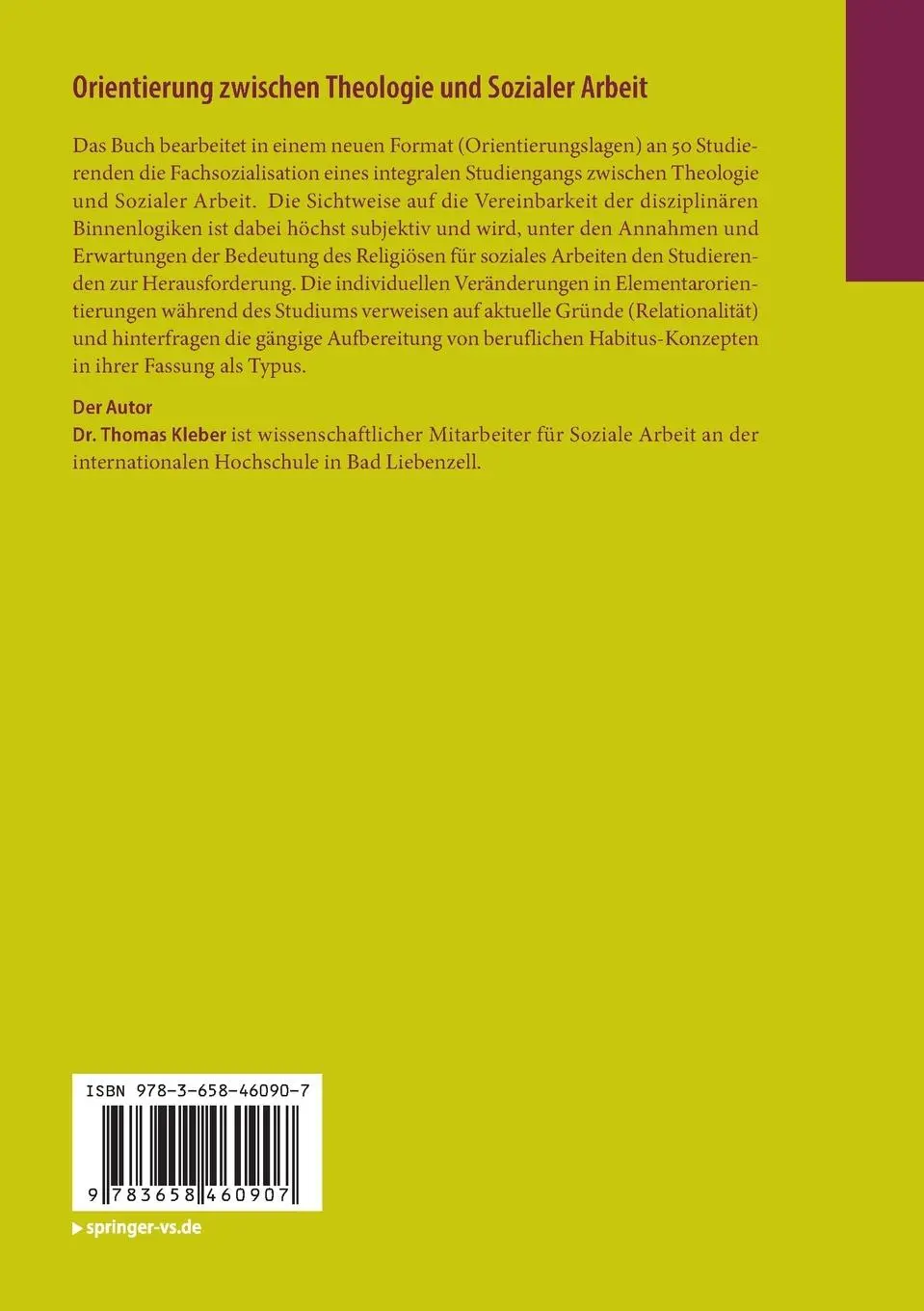 Rückseite: 9783658460907 | Orientierung zwischen Theologie und Sozialer Arbeit | Thomas Kleber