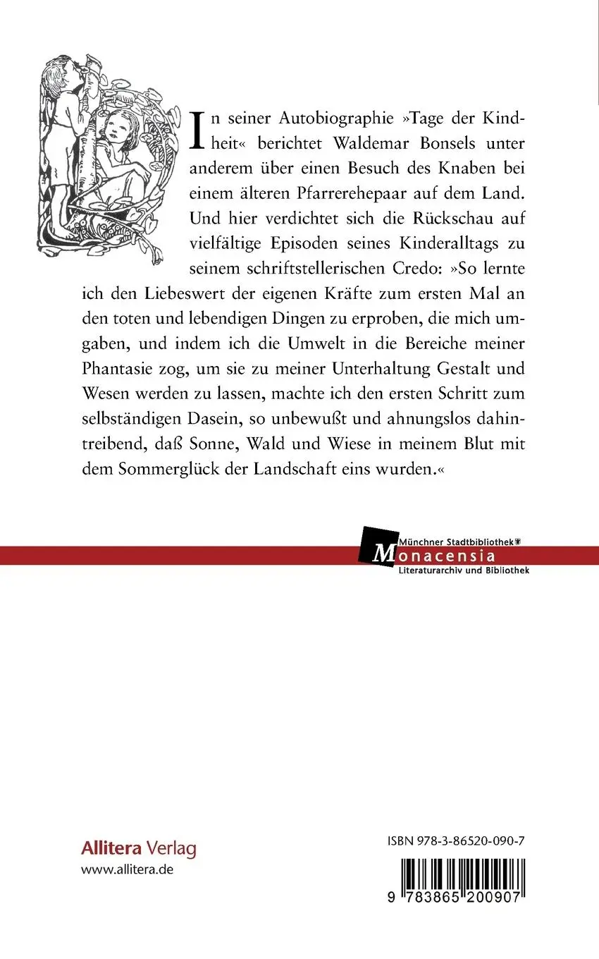 Rückseite: 9783865200907 | Tage der Kindheit | Autobiographie | Waldemar Bonsels | Taschenbuch