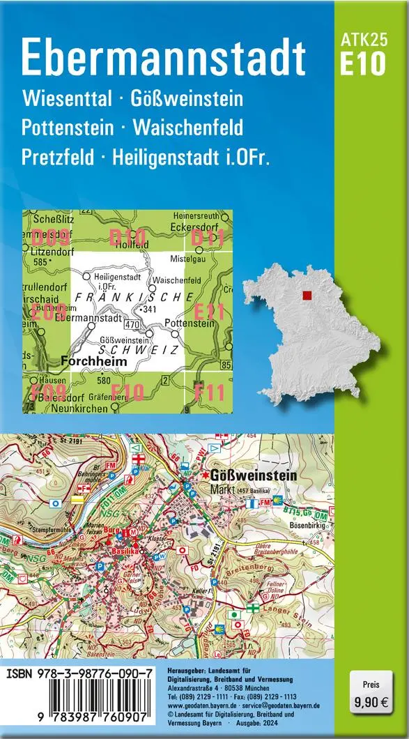 Rückseite: 9783987760907 | ATK25-E10 Ebermannstadt (Amtliche Topographische Karte 1:25000) | 2024