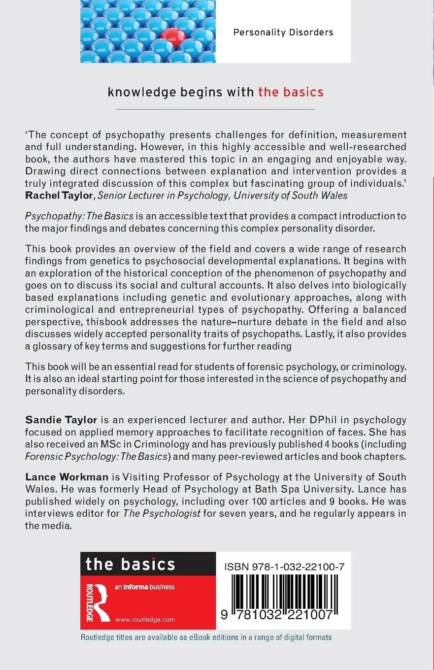 Rückseite: 9781032221007 | Psychopathy | The Basics | Sandie Taylor (u. a.) | Taschenbuch | 2023