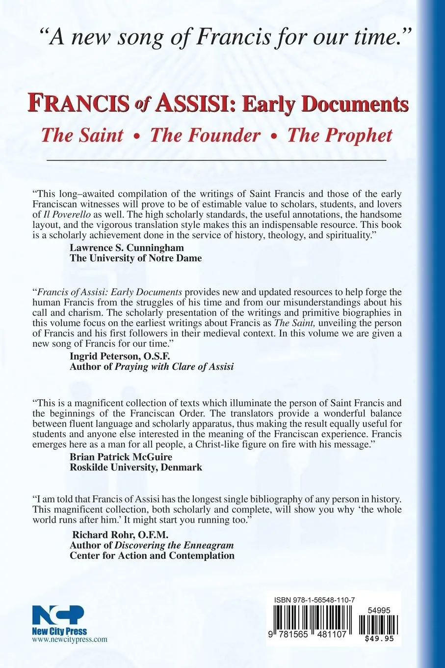 Rückseite: 9781565481107 | The Saint, Francis of Assisi | Early Documents: Volume I | Taschenbuch