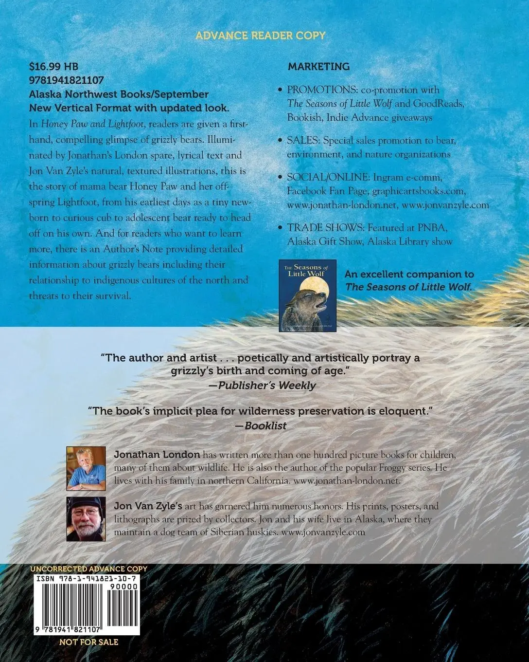 Rückseite: 9781941821107 | Honey Paw and Lightfoot | Jonathan London | Taschenbuch | Englisch