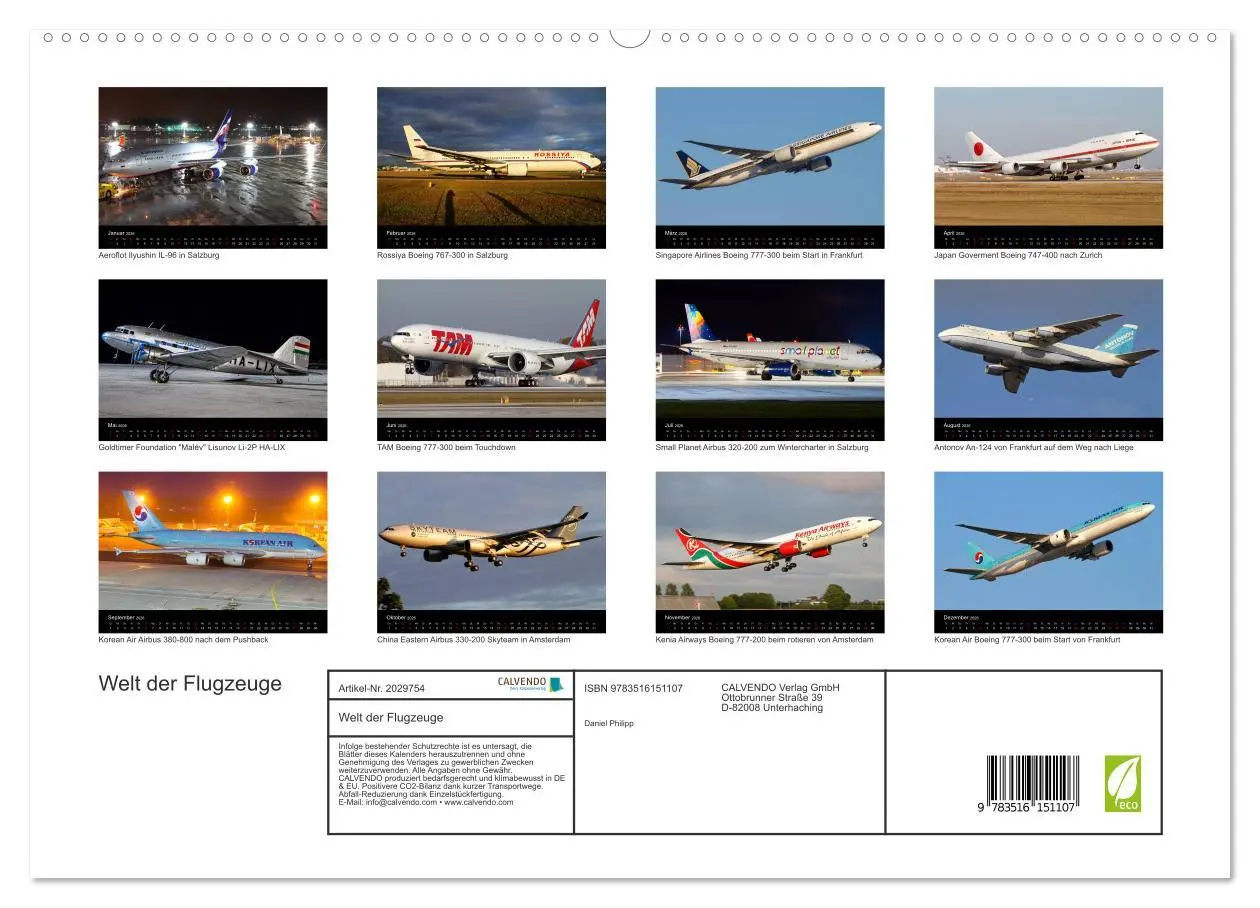 Bild: 9783516151107 | Welt der Flugzeuge (hochwertiger Premium Wandkalender 2026 DIN A2...