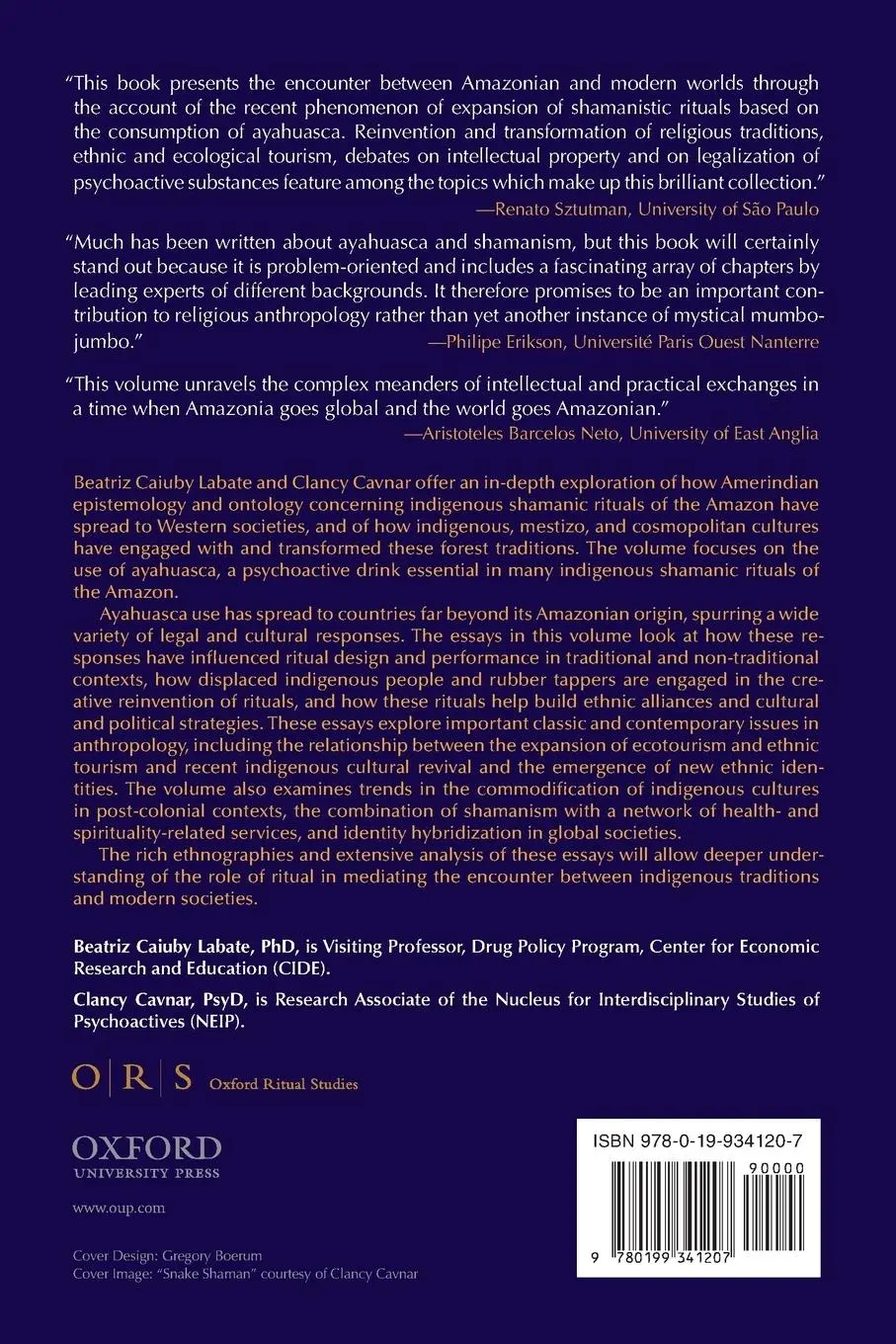 Rückseite: 9780199341207 | Ayahuasca Shamanism in the Amazon and Beyond | Labate (u. a.) | Buch