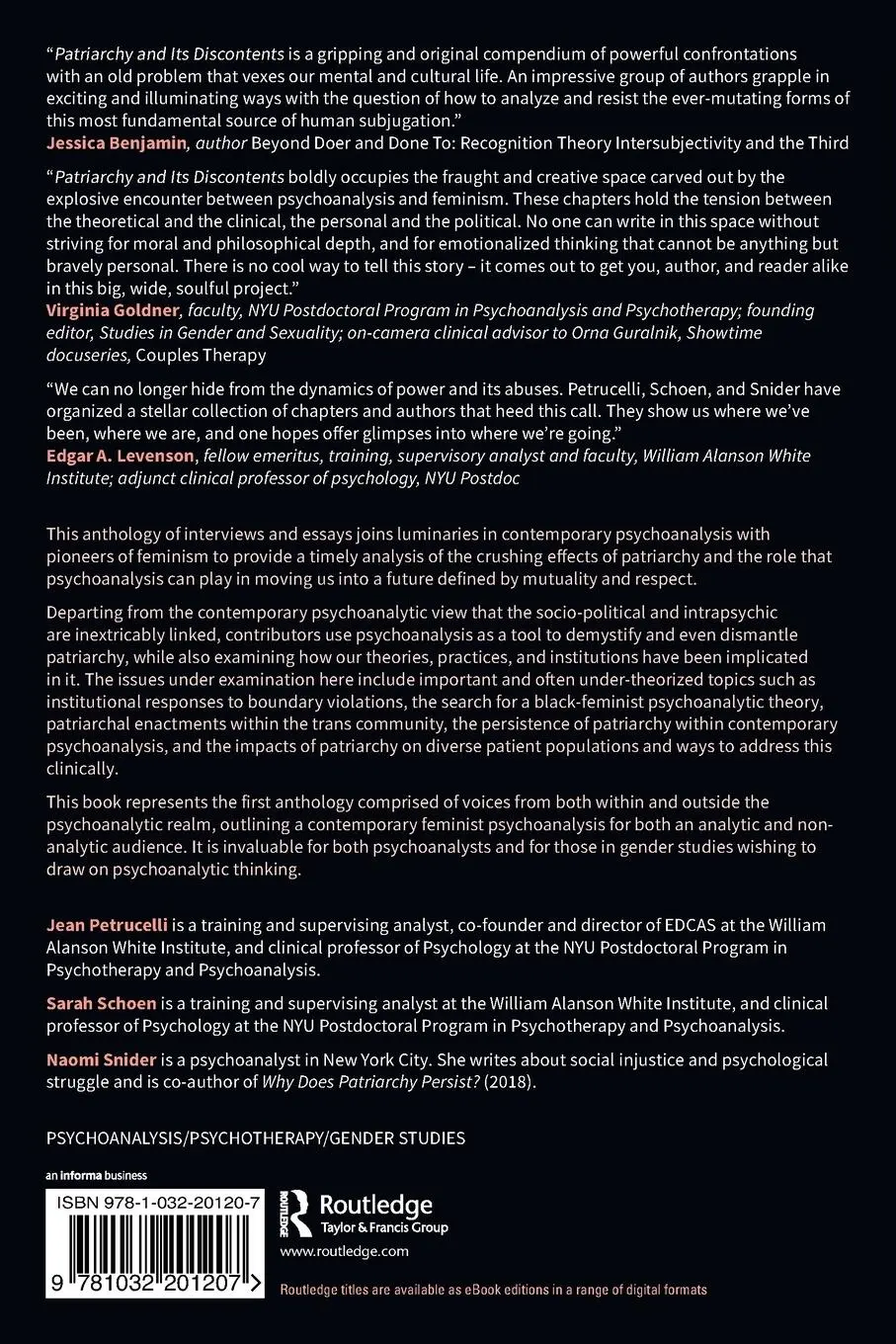 Rückseite: 9781032201207 | Patriarchy and Its Discontents | Psychoanalytic Perspectives | Buch