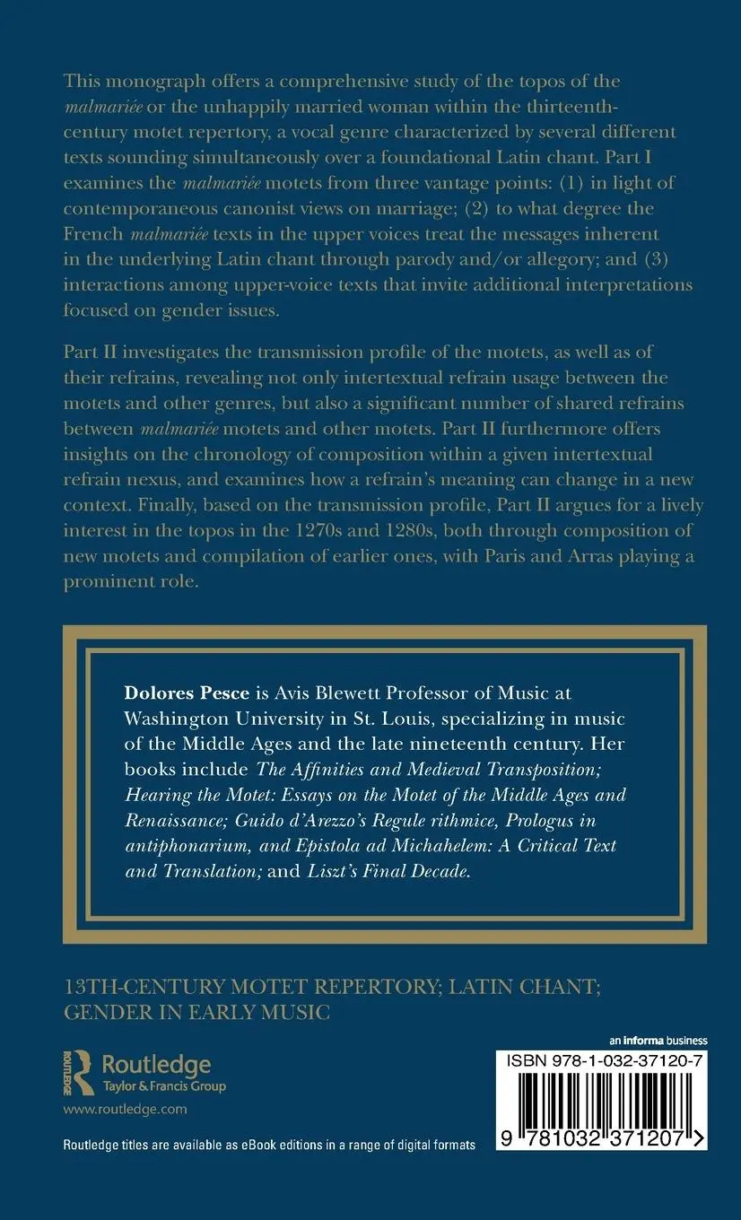 Rückseite: 9781032371207 | The Malmariée in the Thirteenth-Century Motet | Dolores Pesce | Buch