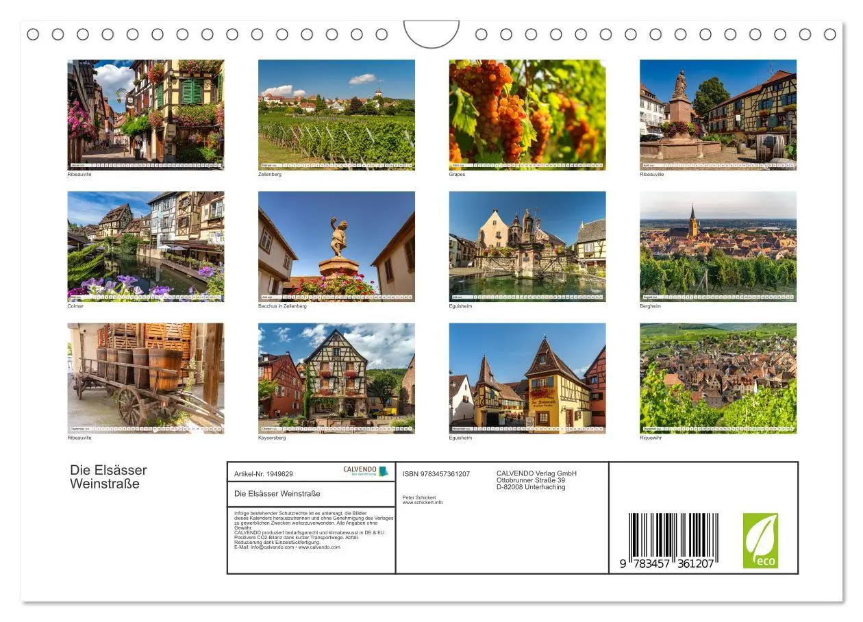 Bild: 9783457361207 | Die Elsässer Weinstraße (Wandkalender 2026 DIN A4 quer), CALVENDO...