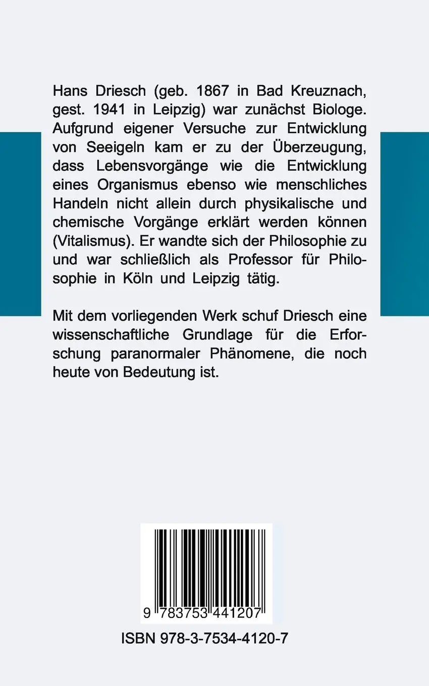 Rückseite: 9783753441207 | Parapsychologie | Die Wissenschaft von den okkulten Erscheinungen