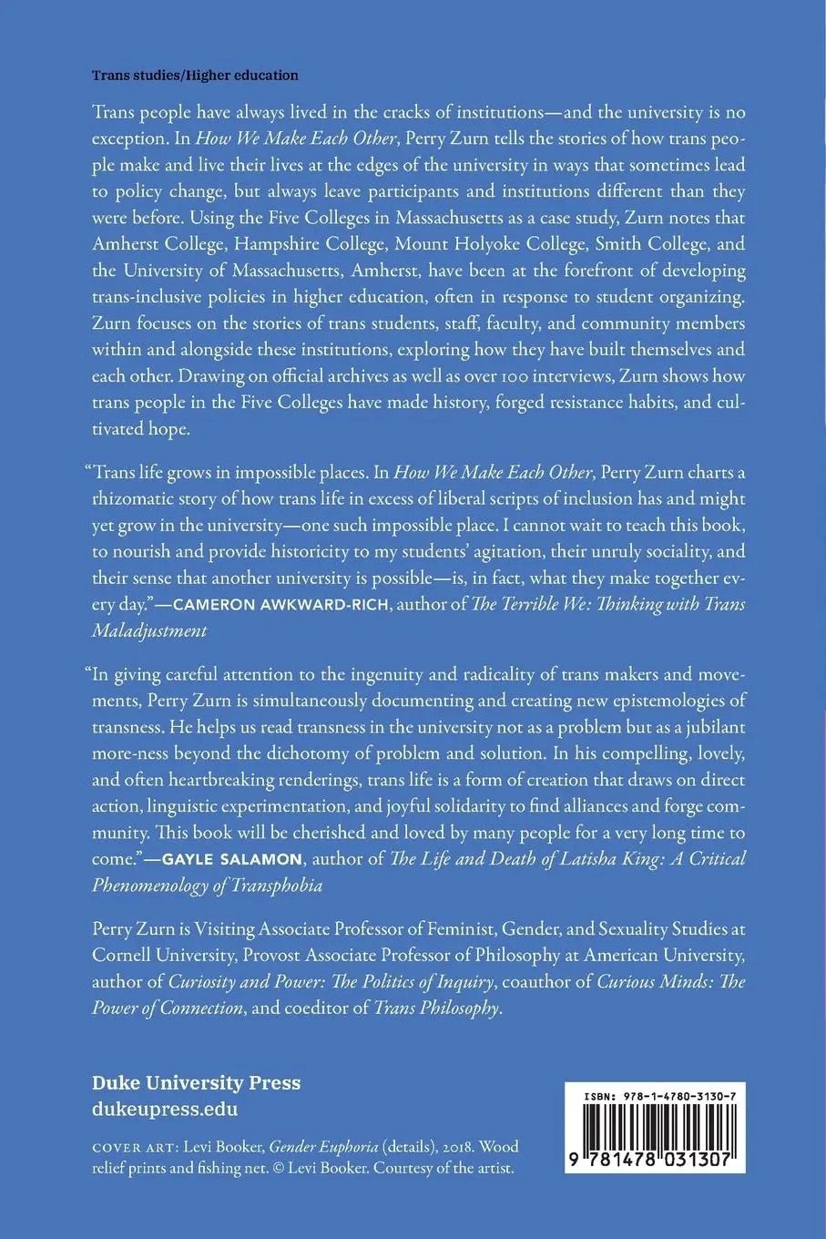 Rückseite: 9781478031307 | How We Make Each Other | Trans Life at the Edge of the University