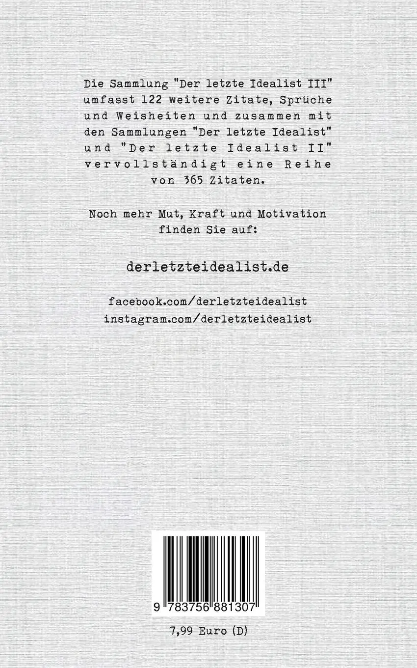 Rückseite: 9783756881307 | Der letzte Idealist III | der letzte Idealist | Taschenbuch | 126 S.
