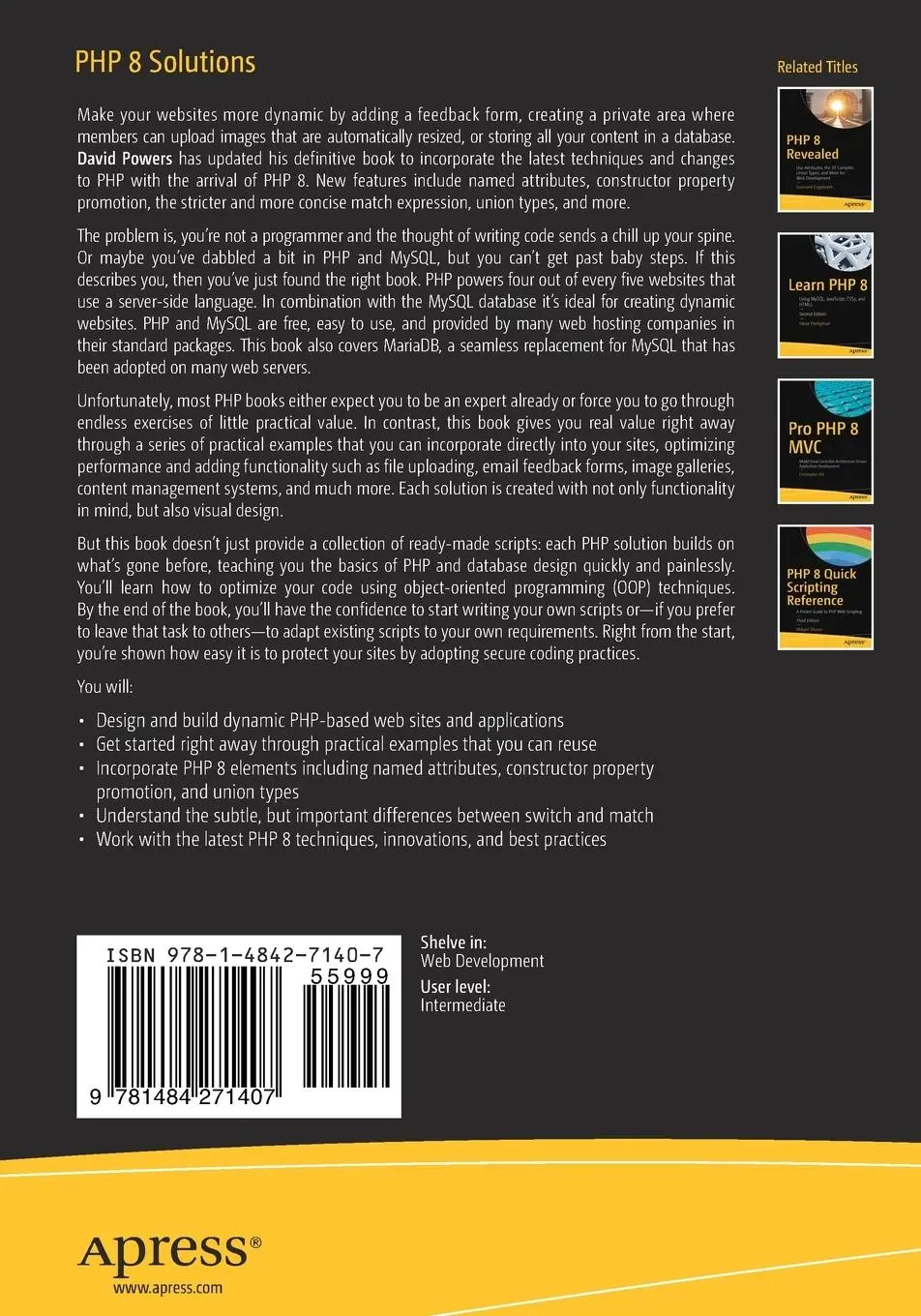 Rückseite: 9781484271407 | PHP 8 Solutions | Dynamic Web Design and Development Made Easy | Buch