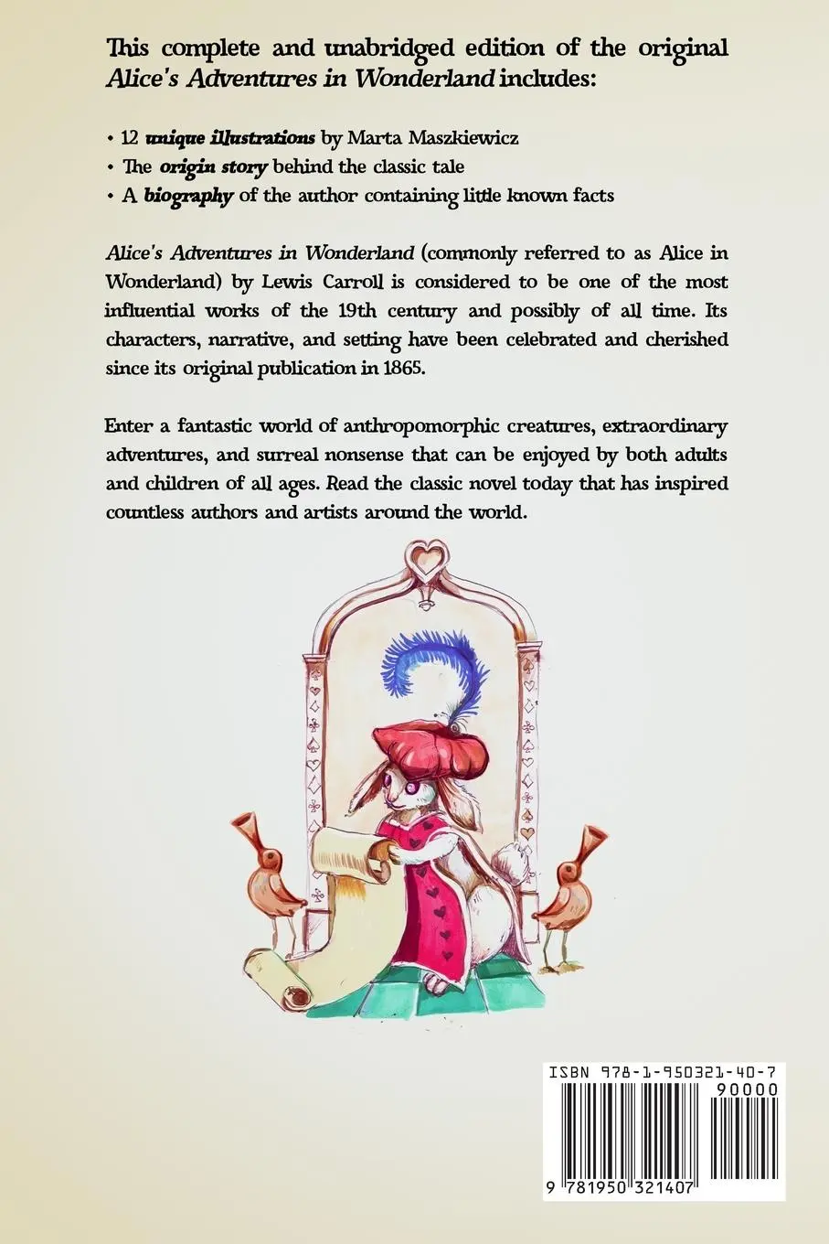 Rückseite: 9781950321407 | Alice's Adventures in Wonderland (Illustrated by Marta Maszkiewicz)