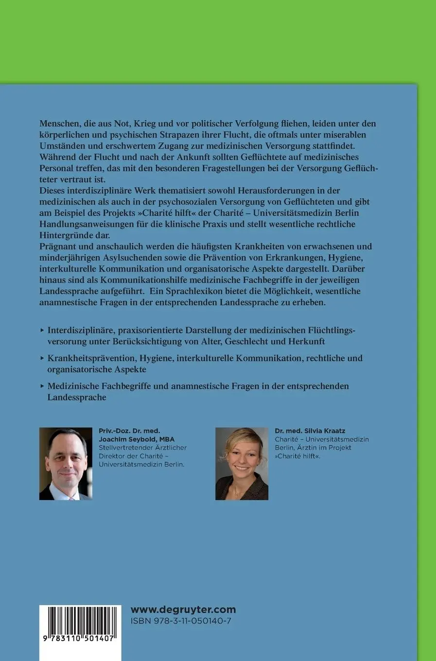 Rückseite: 9783110501407 | Medizinische Flüchtlingsversorgung | Ein praxisorientiertes Handbuch