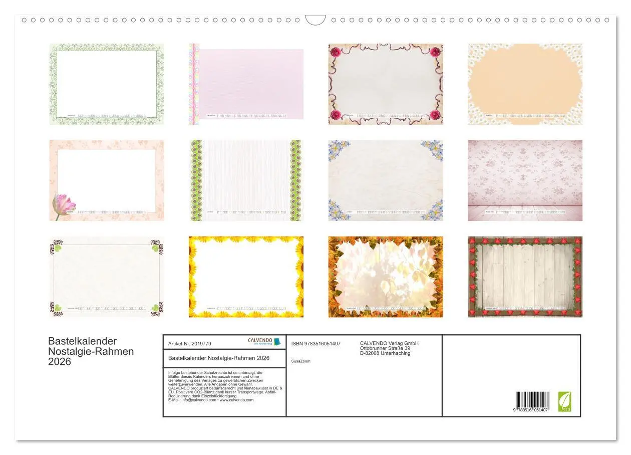 Bild: 9783516051407 | Bastelkalender Nostalgie-Rahmen 2026 (Wandkalender 2026 DIN A2...