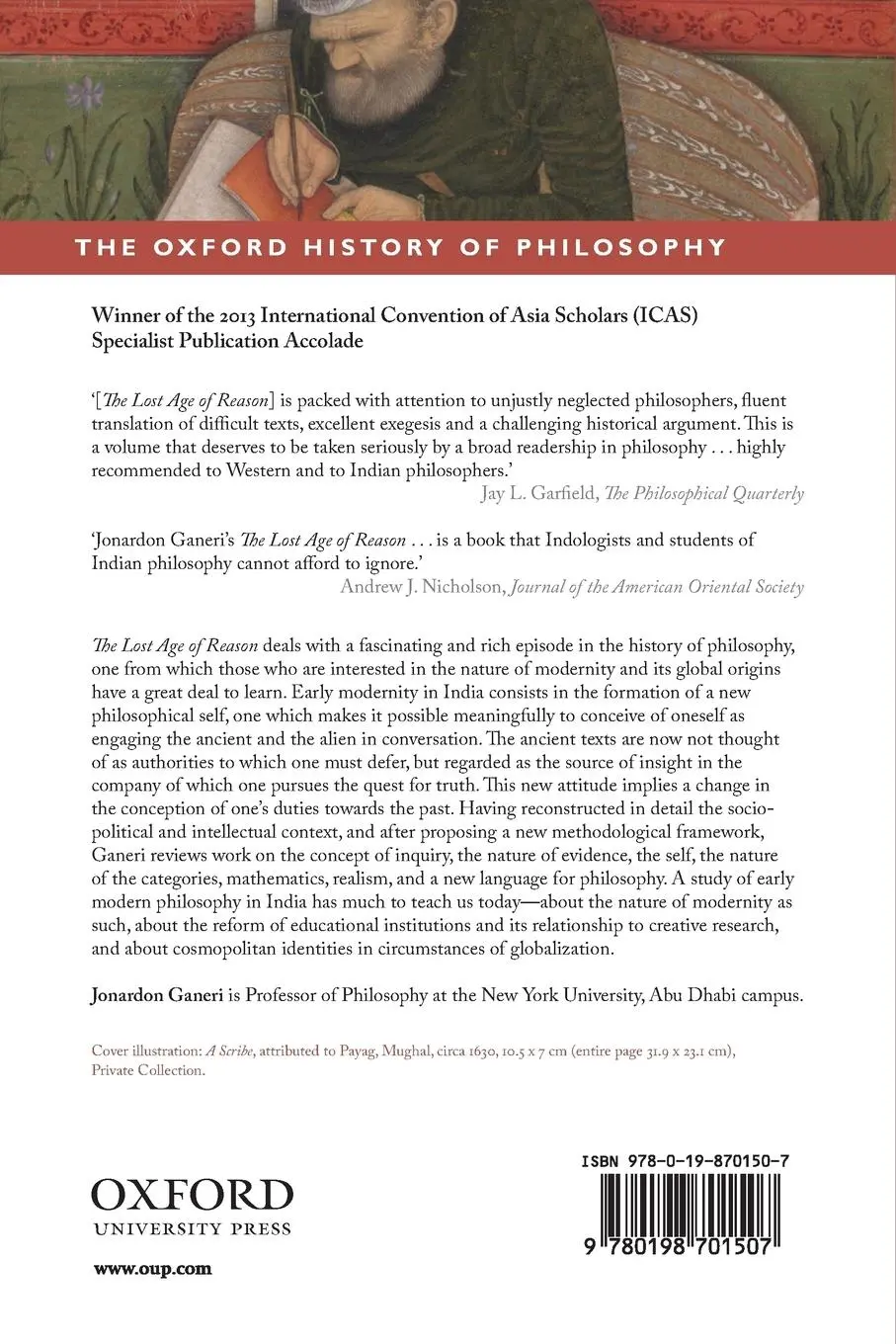 Rückseite: 9780198701507 | The Lost Age of Reason | Philosophy in Early Modern India 1450-1700