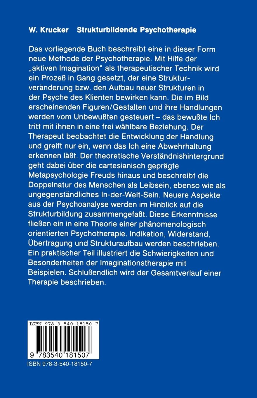 Rückseite: 9783540181507 | Strukturbildende Psychotherapie | W. Krucker | Taschenbuch | ix | 1987