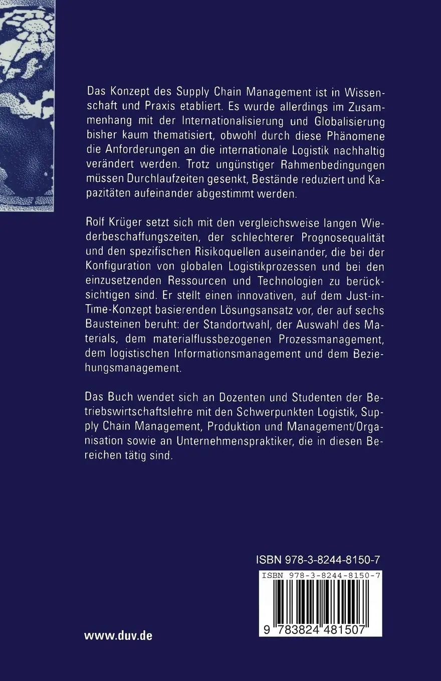 Rückseite: 9783824481507 | Das Just-in-Time-Konzept für globale Logistikprozesse | Rolf Krüger