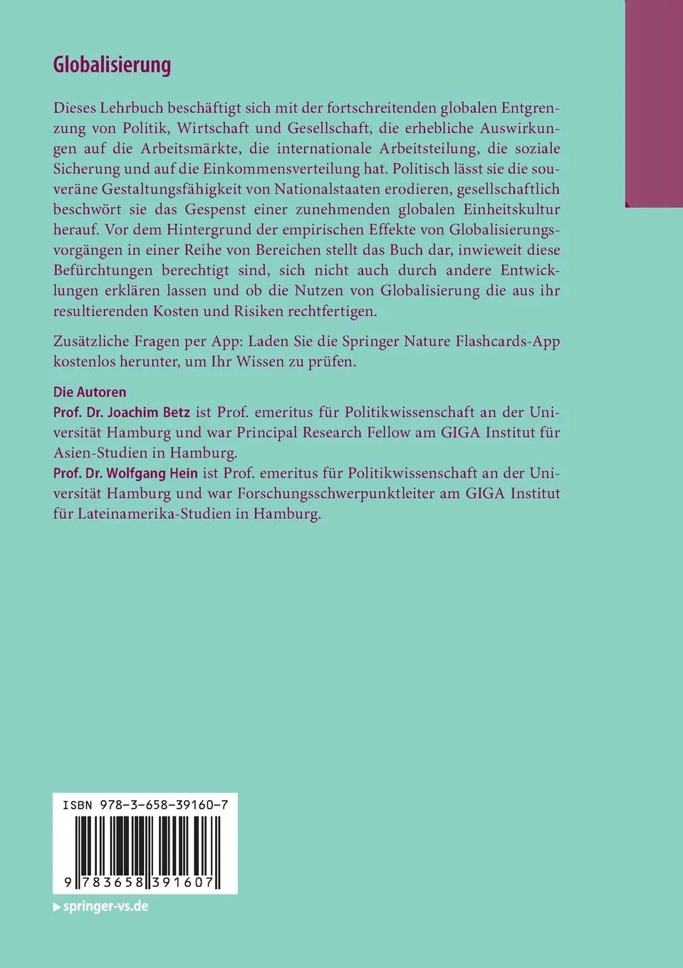 Rückseite: 9783658391607 | Globalisierung | Voraussetzungen, Auswirkungen, Widerstände | Bundle
