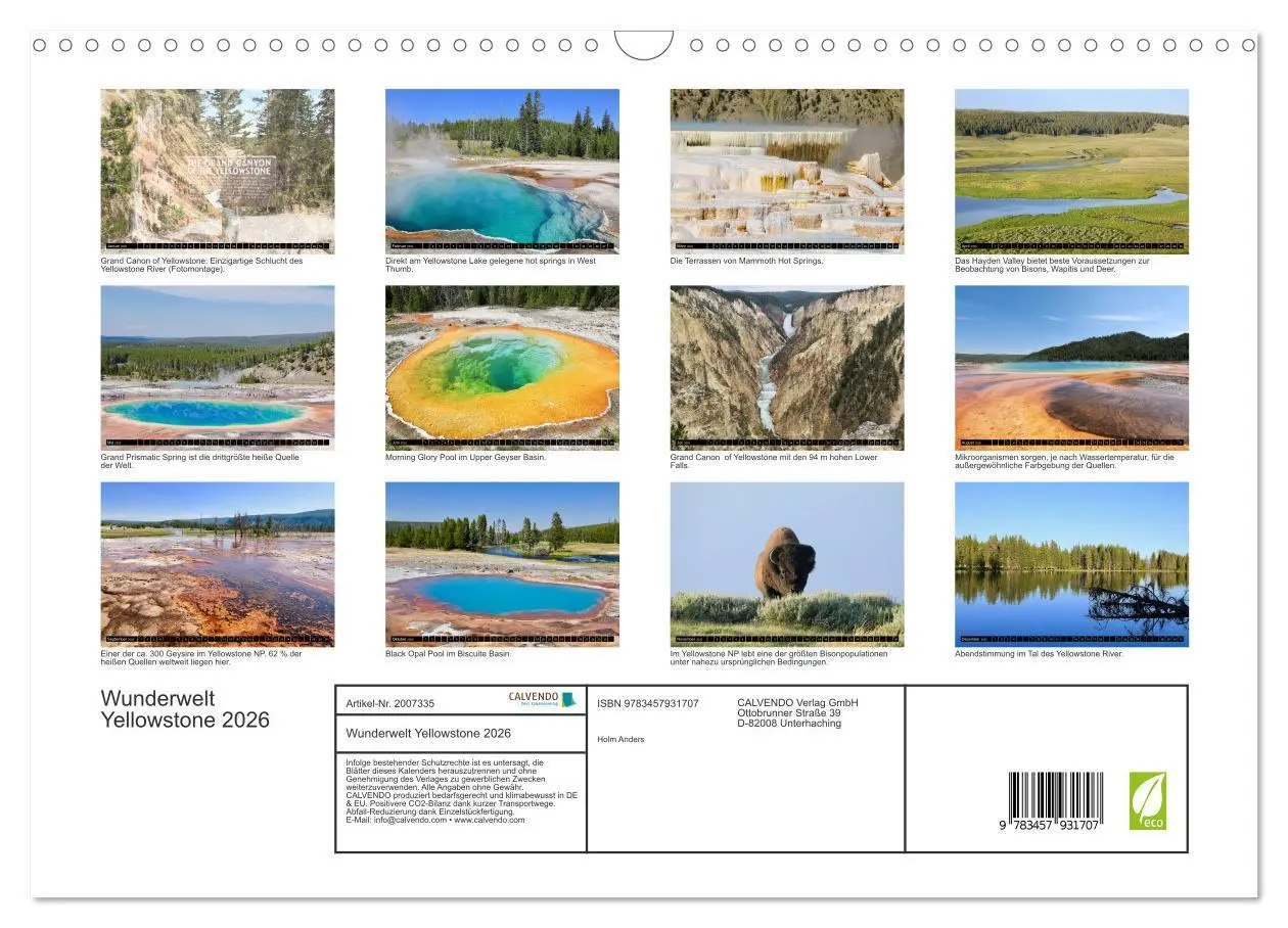 Bild: 9783457931707 | Wunderwelt Yellowstone 2026 (Wandkalender 2026 DIN A3 quer),...