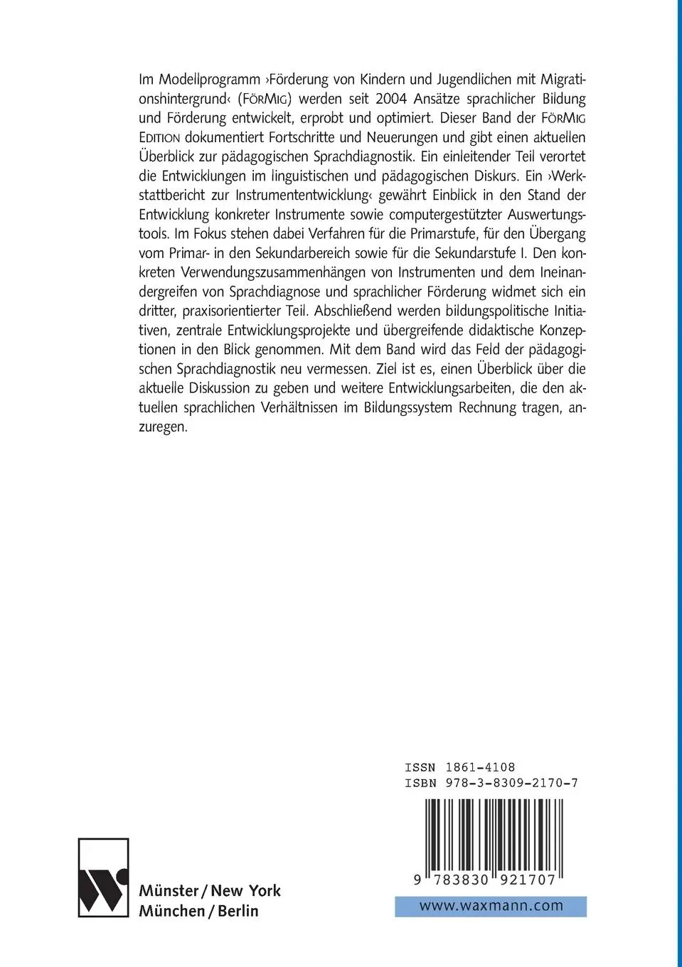 Rückseite: 9783830921707 | Von der Sprachdiagnose zur Sprachförderung | Drorit Lengyel (u. a.)
