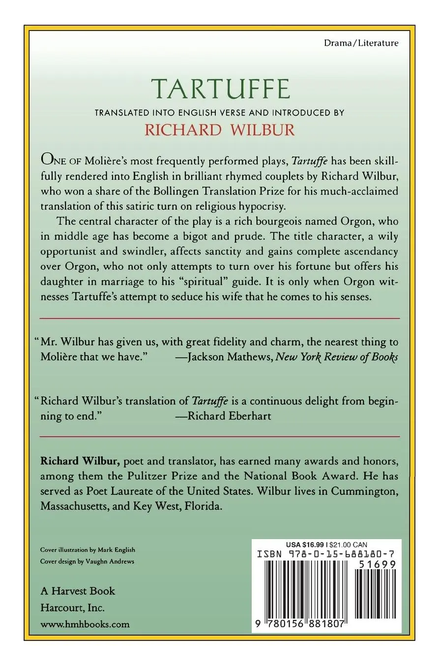 Rückseite: 9780156881807 | Tartuffe, by Molière | Richard Wilbur | Taschenbuch | Englisch