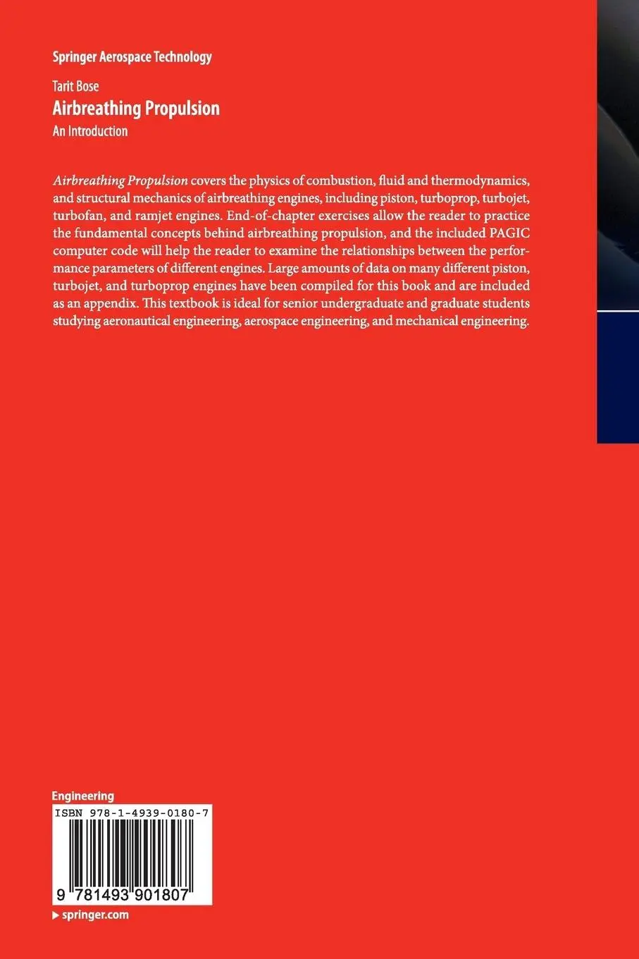 Rückseite: 9781493901807 | Airbreathing Propulsion | An Introduction | Tarit Bose | Taschenbuch