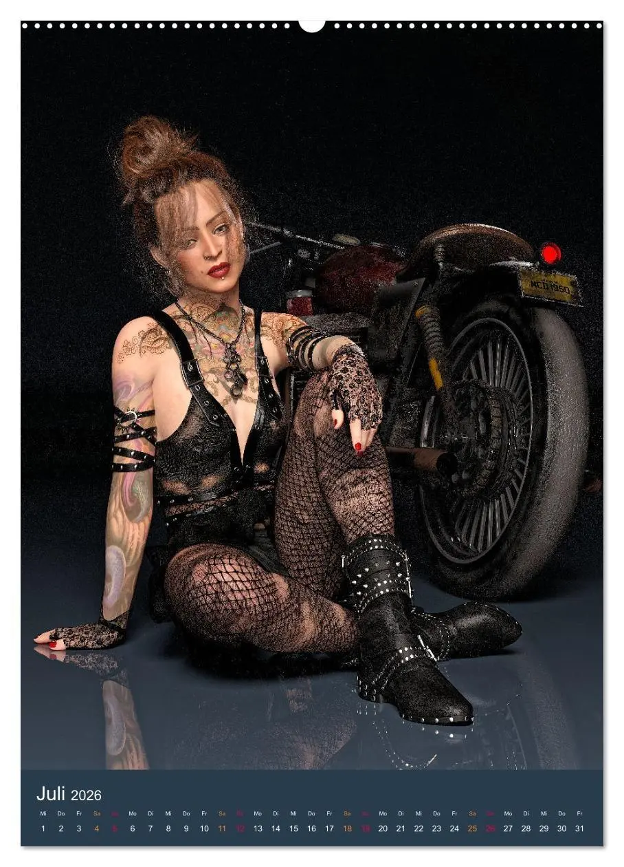 Bild: 9783516321807 | Tattooed Girls and Bikes (hochwertiger Premium Wandkalender 2026...