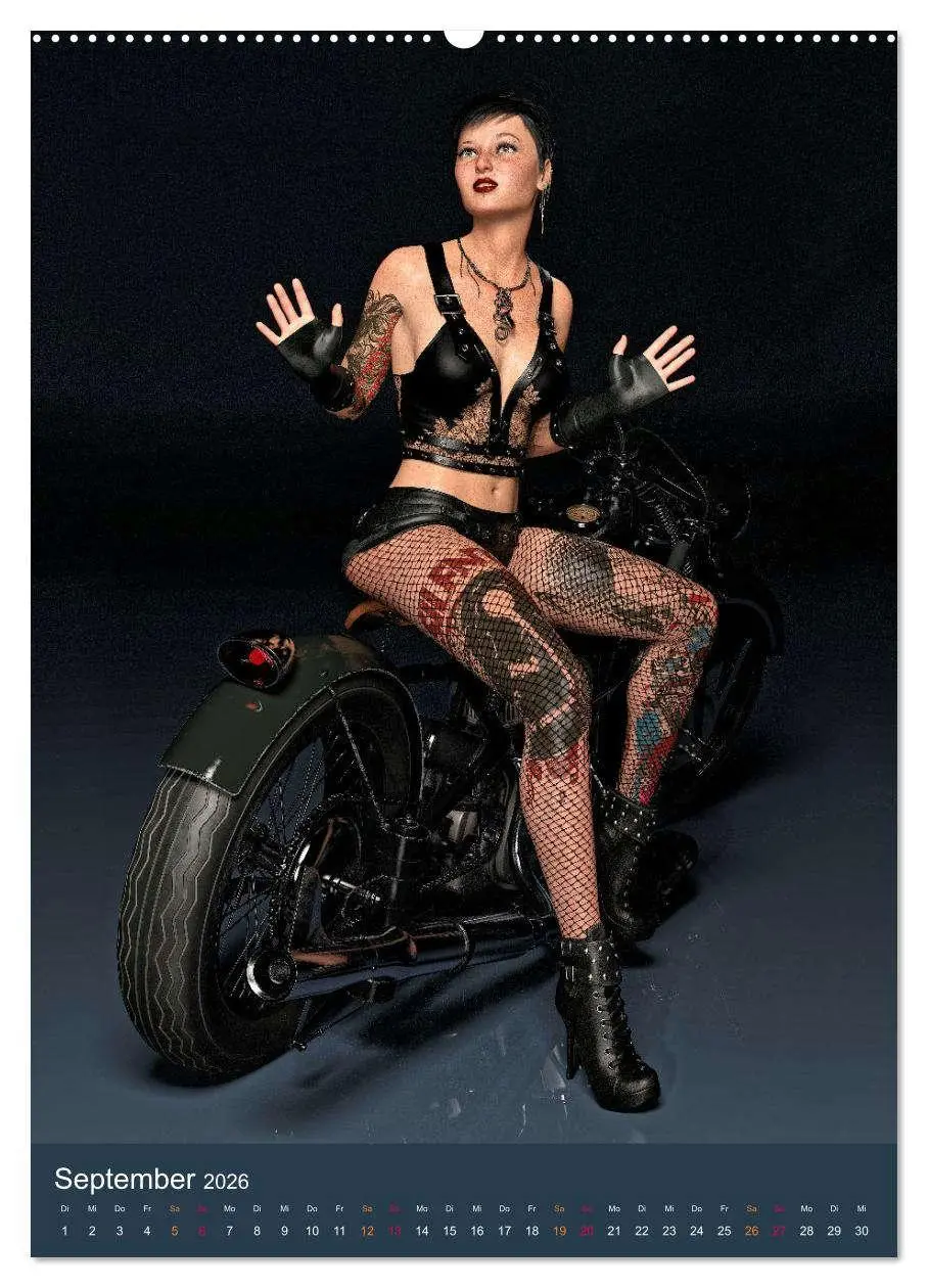 Bild: 9783516321807 | Tattooed Girls and Bikes (hochwertiger Premium Wandkalender 2026...